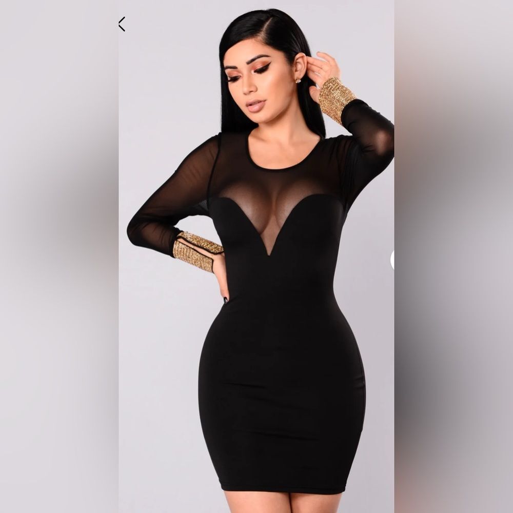 Fashion Nova Talk to Me Mesh Bodycon Dress. Size small